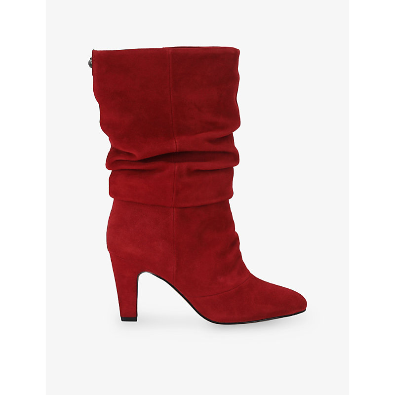 Womens Elizabeth Slouch Heeled Suede Boots