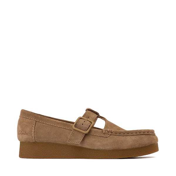 Womens Clarks Wallabee Evo T-Bar Mocassin - Dark Sand