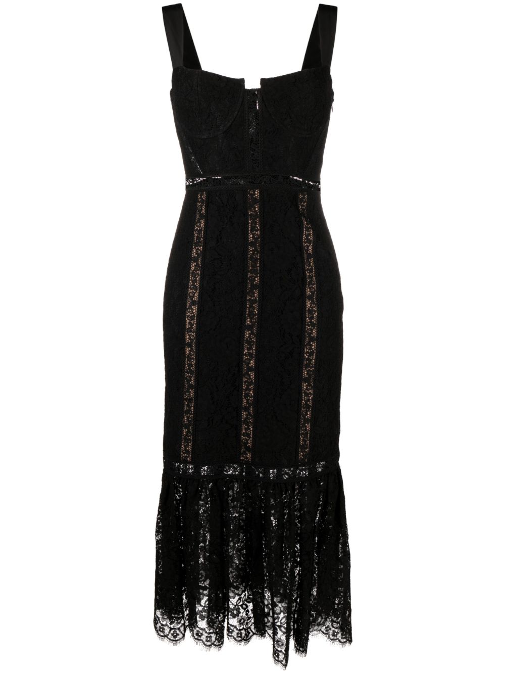 Floral lace sleeveless mididress - Black