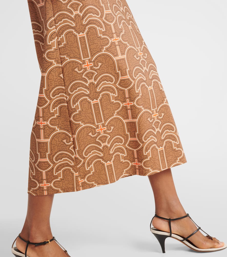 Ring-detail cutout printed maxi dress