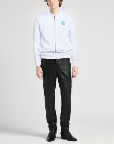 Man Sweatshirt White Size L Cotton, Polyester
