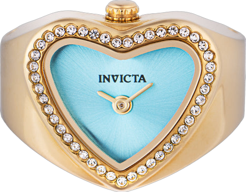 Heart-Shaped Blue Dial Ring Watch — Gold