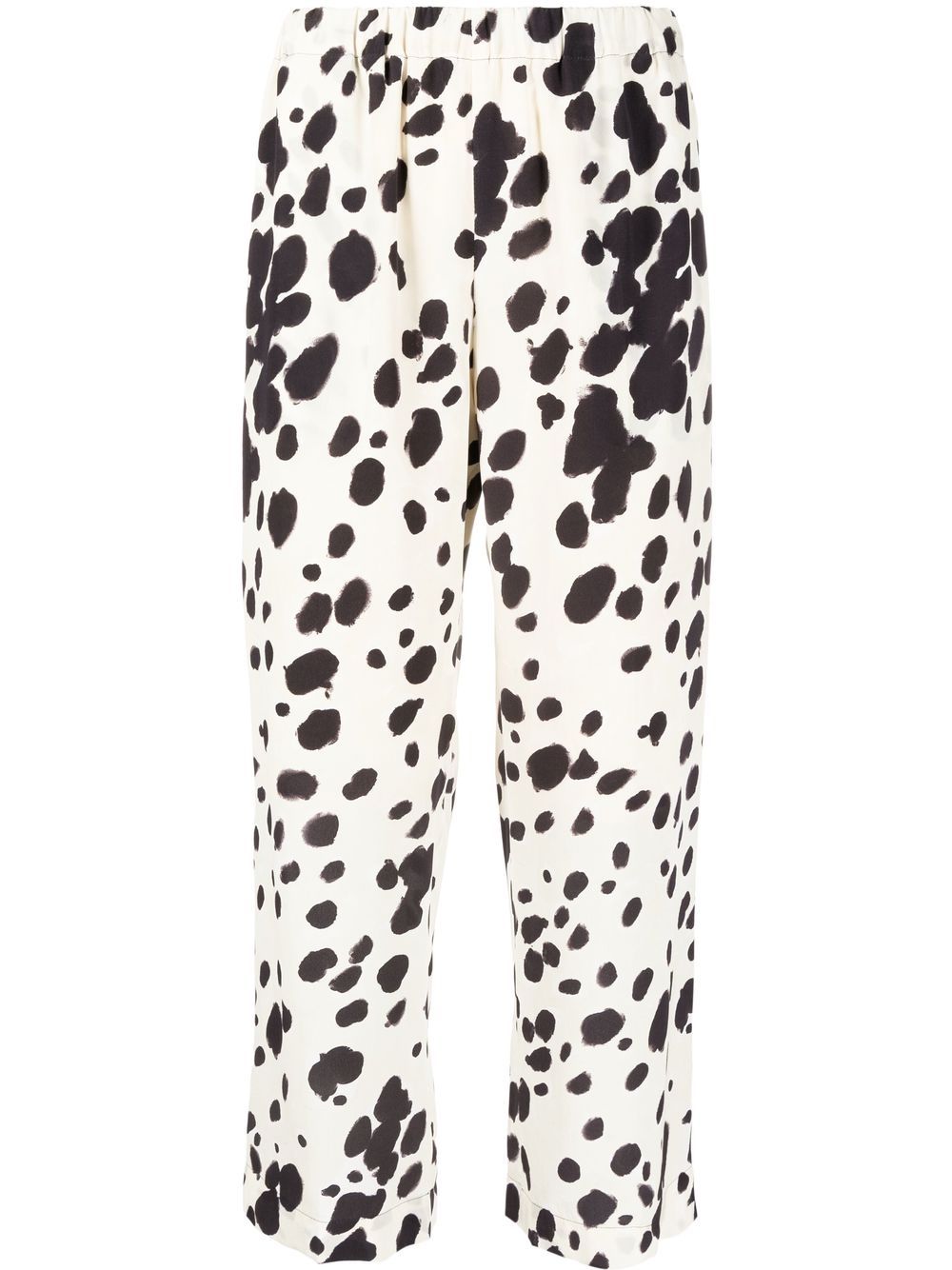 Cow-print cropped trousers - Neutrals