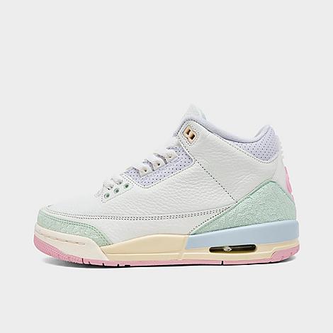 Big Kids Air Retro 3 Basketball Shoes in Sail/Jade Aura/Aura