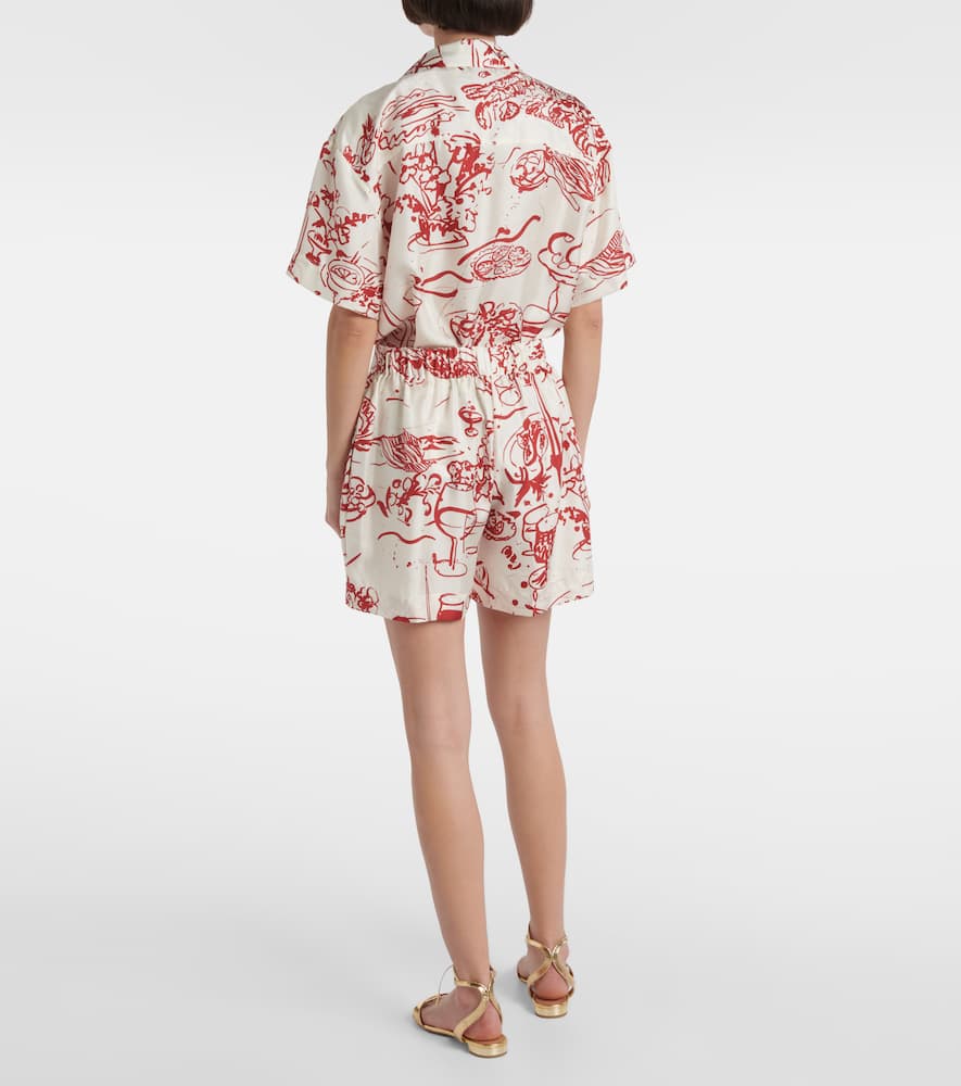 Asceno Zurich printed silk twill shorts