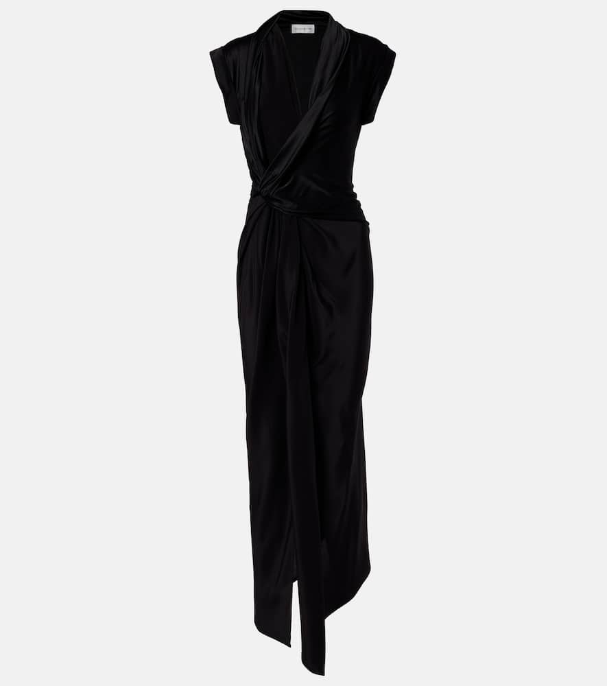 Draped asymmetric midi dress