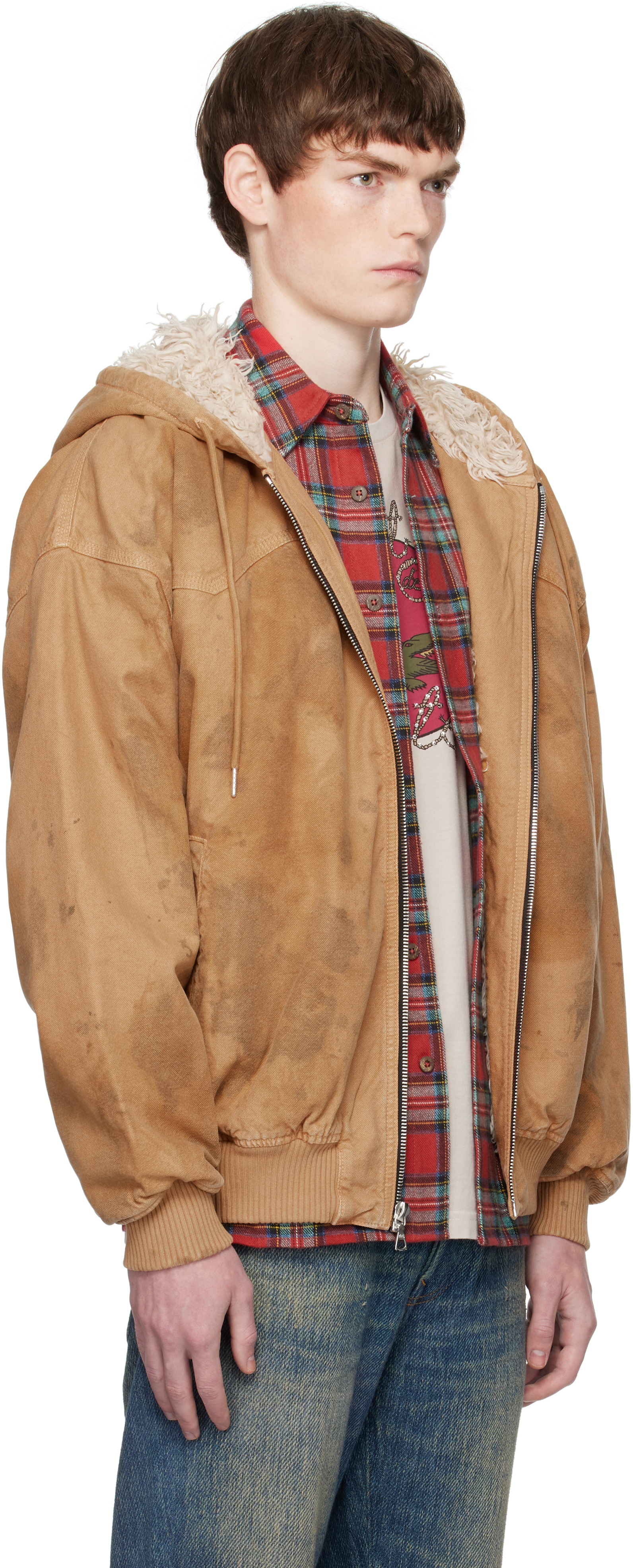 Tan Dirty Mike Woven Canvas Lined Jacket