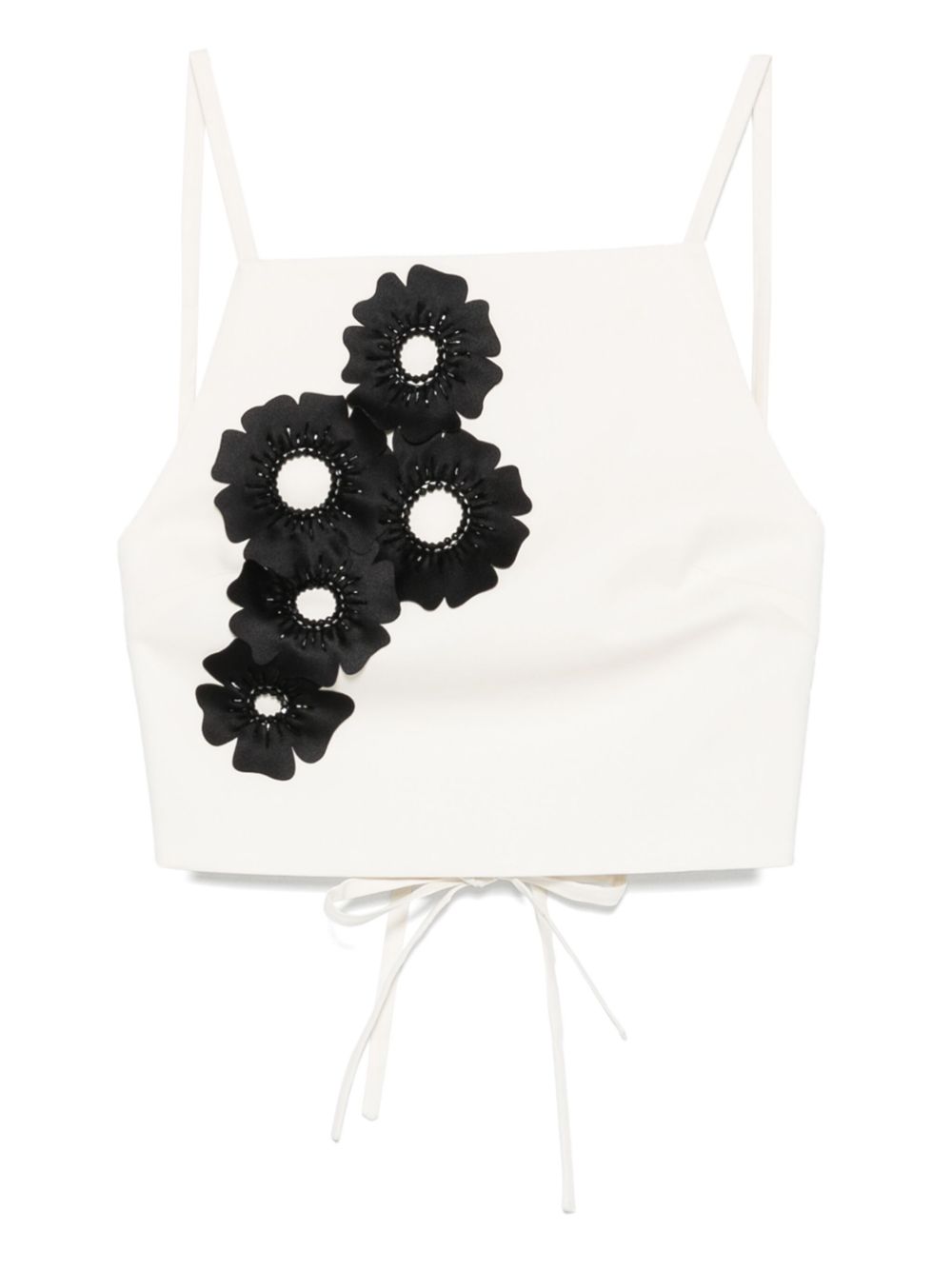 MSGM floral-appliqué top - Neutrals