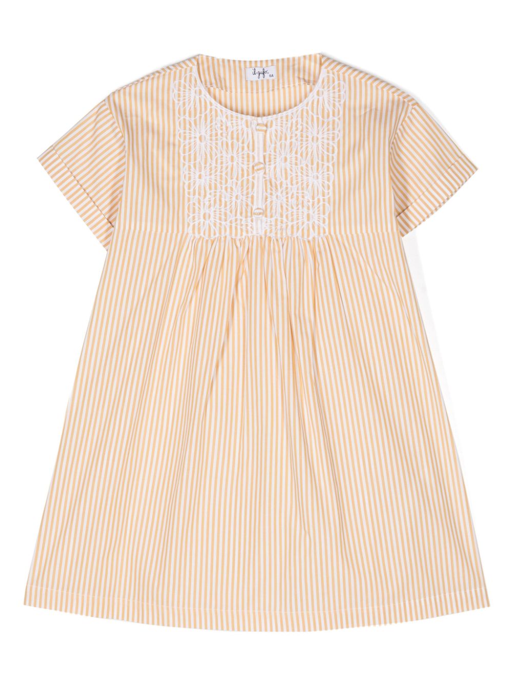 Striped short-sleeve dress - Yellow