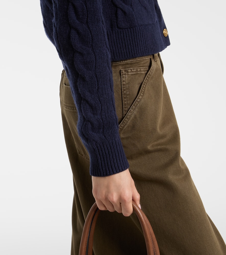 Cable-knit wool and cashmere cardigan
