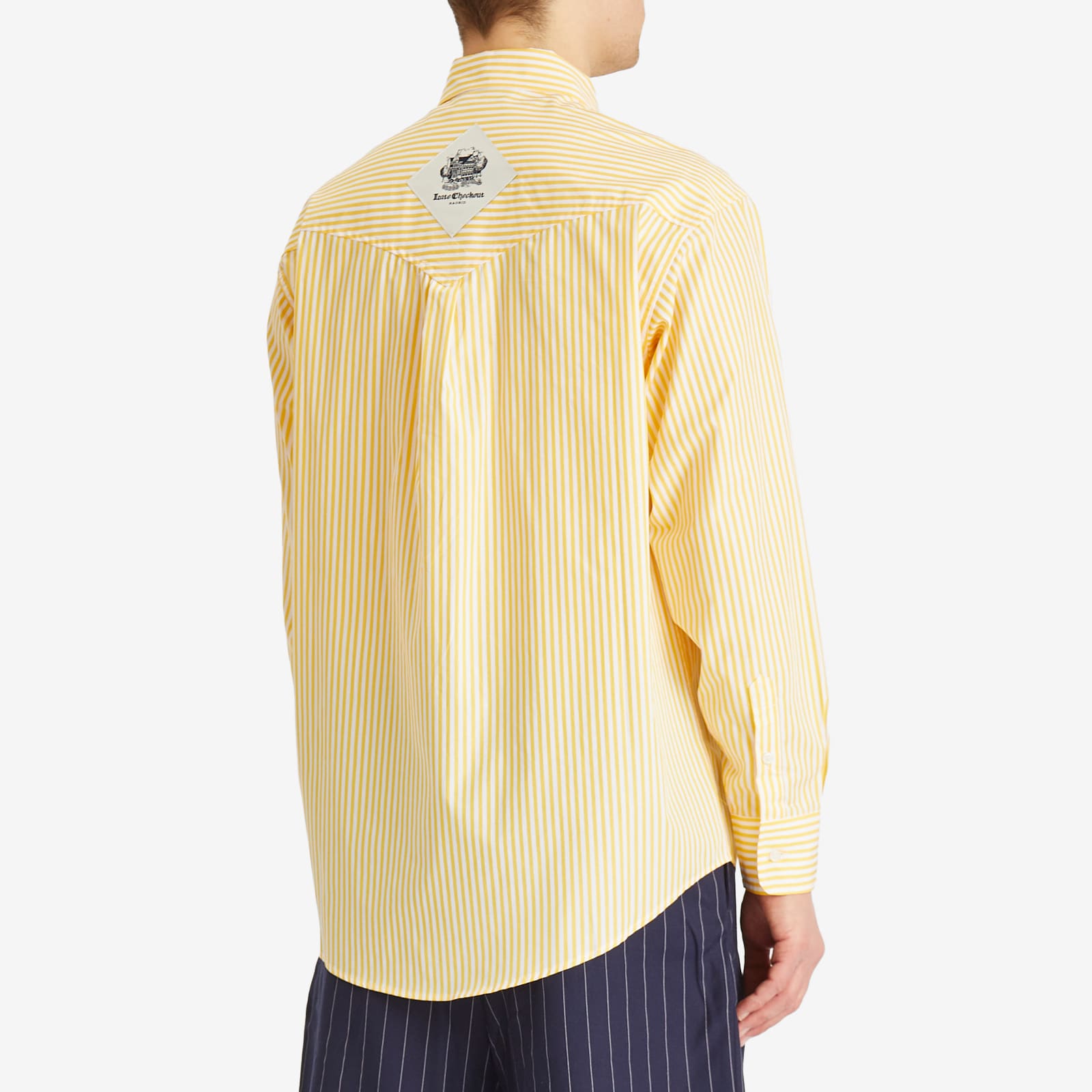 Late Checkout Men's Striped Western Shirt in Yellow/White