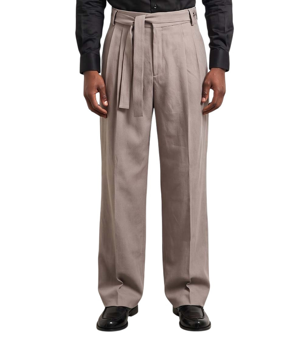 Brown Relaxed Pleated Pants