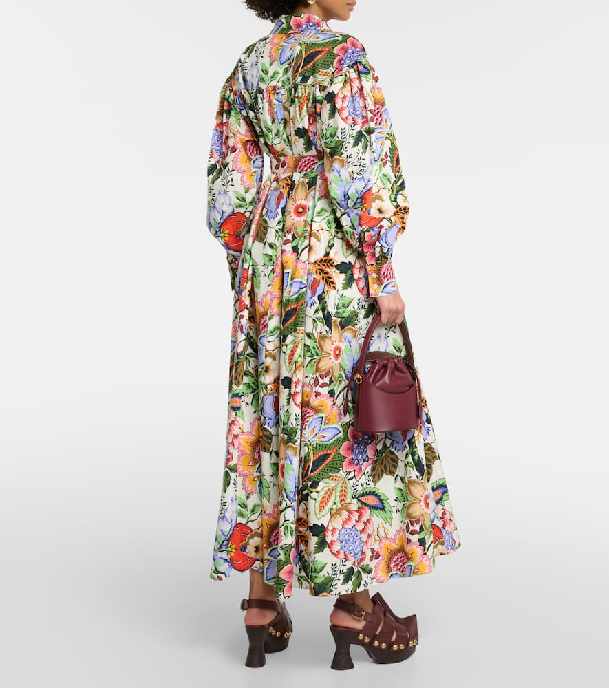 Floral cotton midi shirt dress