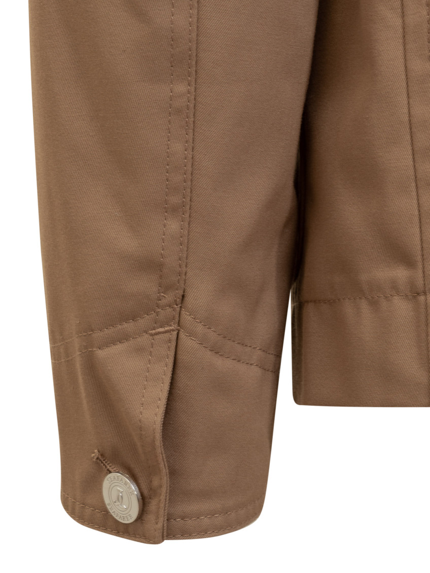 Brown Solid Shirt Collar Jacket
