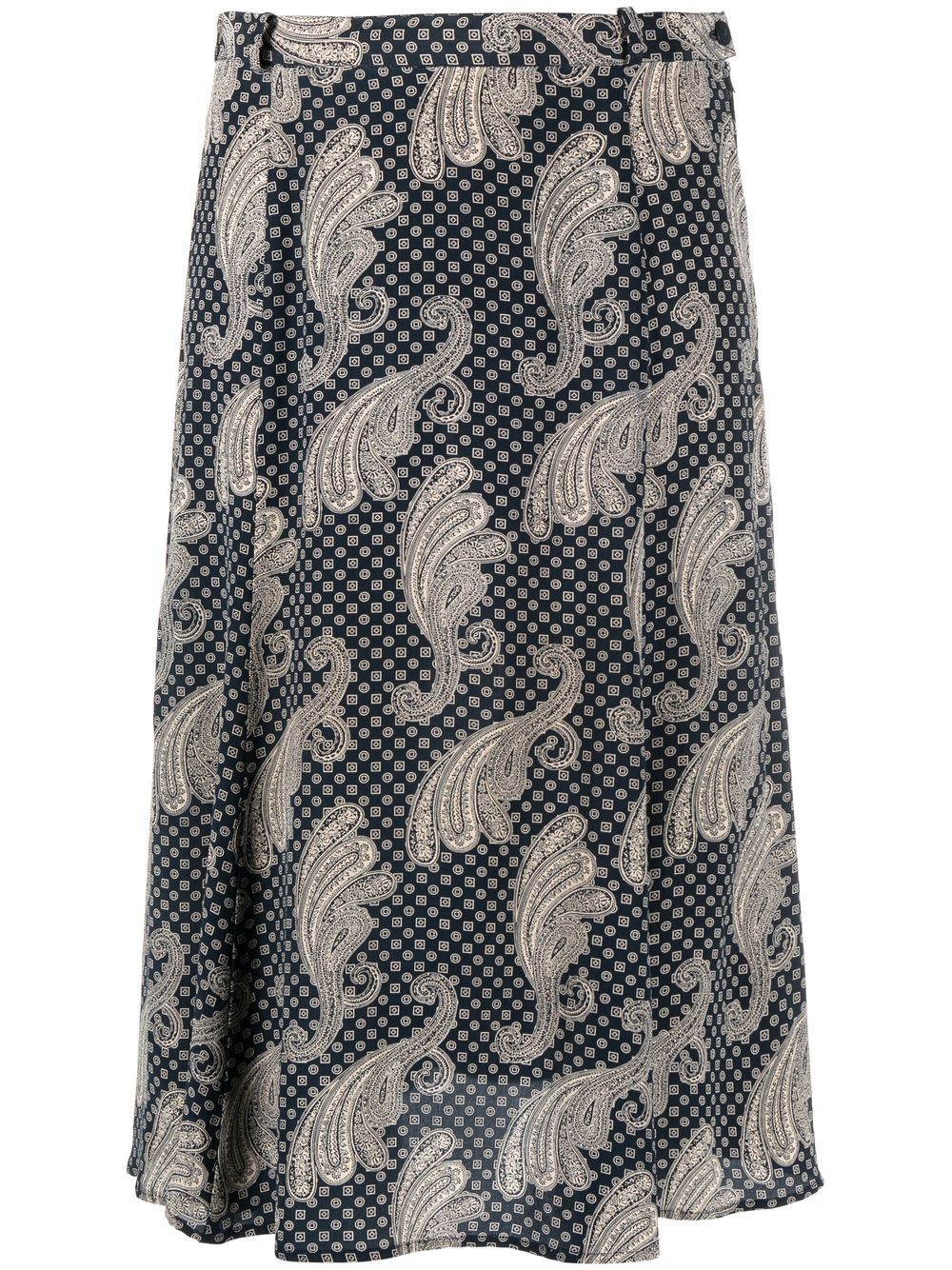 1980s printed flared knee-length skirt - Black