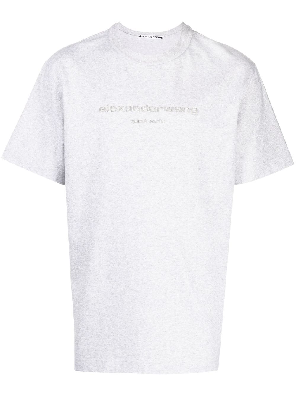 Raised-logo glitter cotton T-shirt - Grey