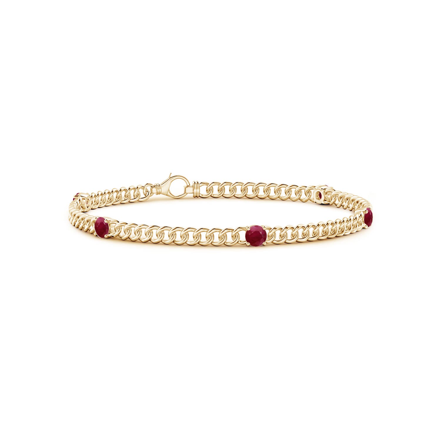 Angara 1.4 Carats Five Stone Ruby Station Bracelet in 14K Yellow Gold