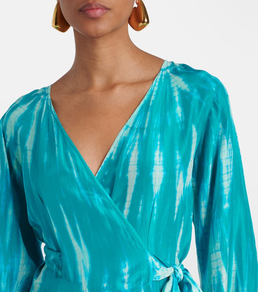 Tie-dye silk wrap dress