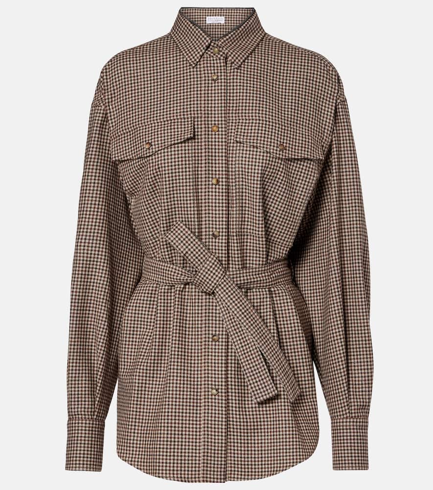 Checked virgin wool overshirt