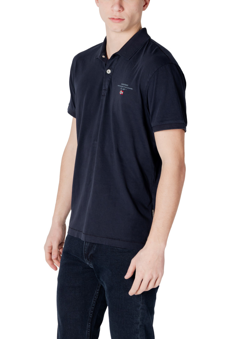 Dark Blue Solid Shirt Collar Polo