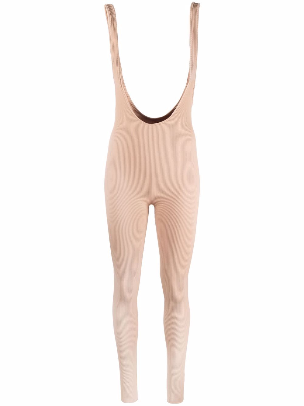 Brace-strap rib-knit trousers - Neutrals