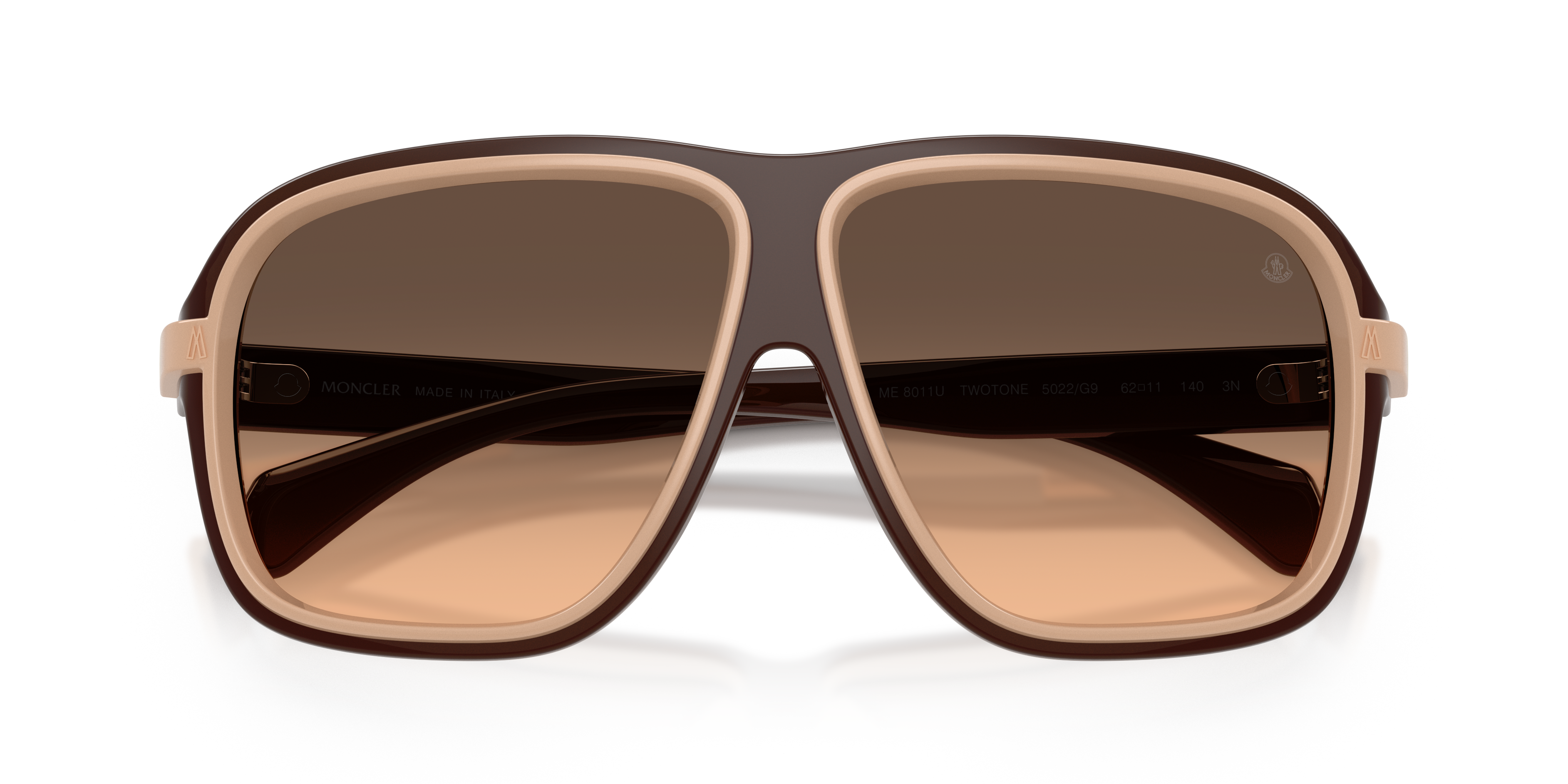 Moncler Unisex Moncler ME8011U TWOTONE 5022G9 Sunglasses Injected Brown Brown Squared Normal Nuanced