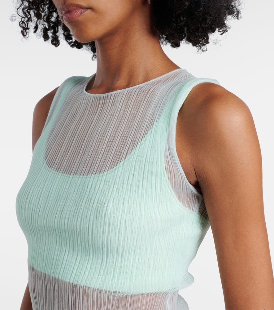 Oakley Plisse semi-sheer tank top