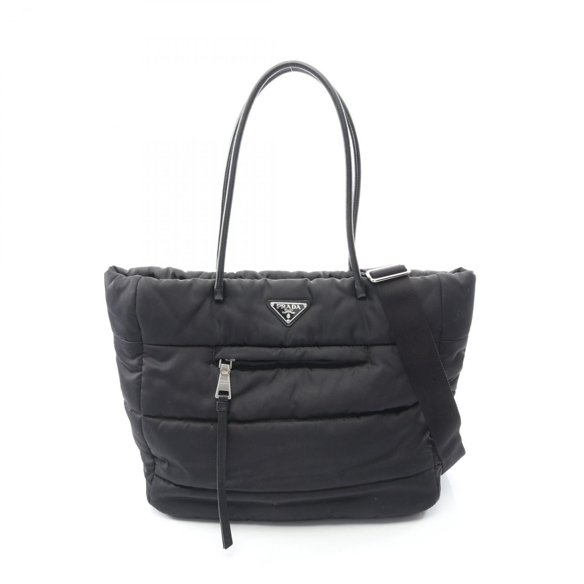 Prada Black Nylon Leather Tote Bag Pre-Owned