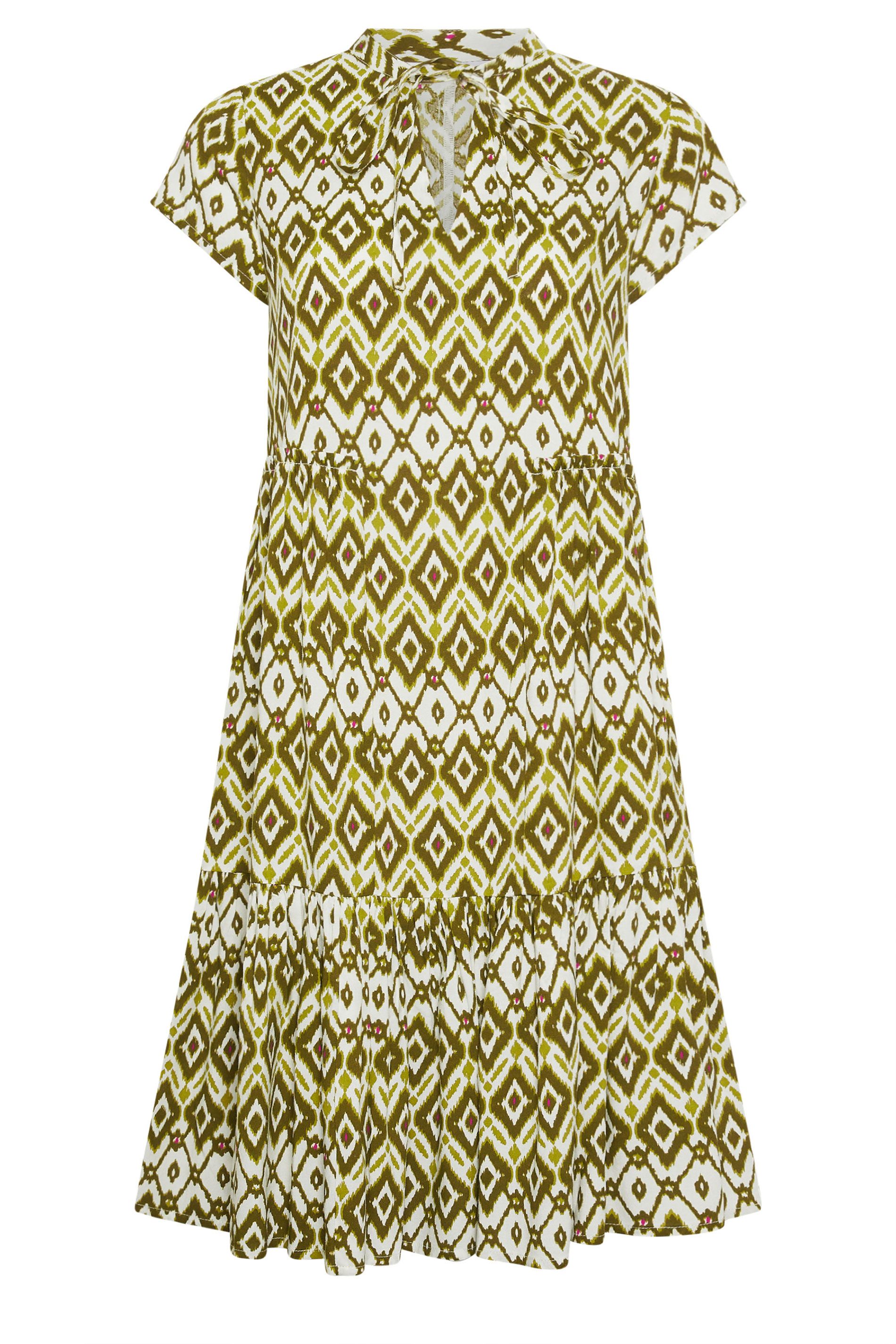 Pixiegirl Petite Abstract Smock Midi Dress In Green