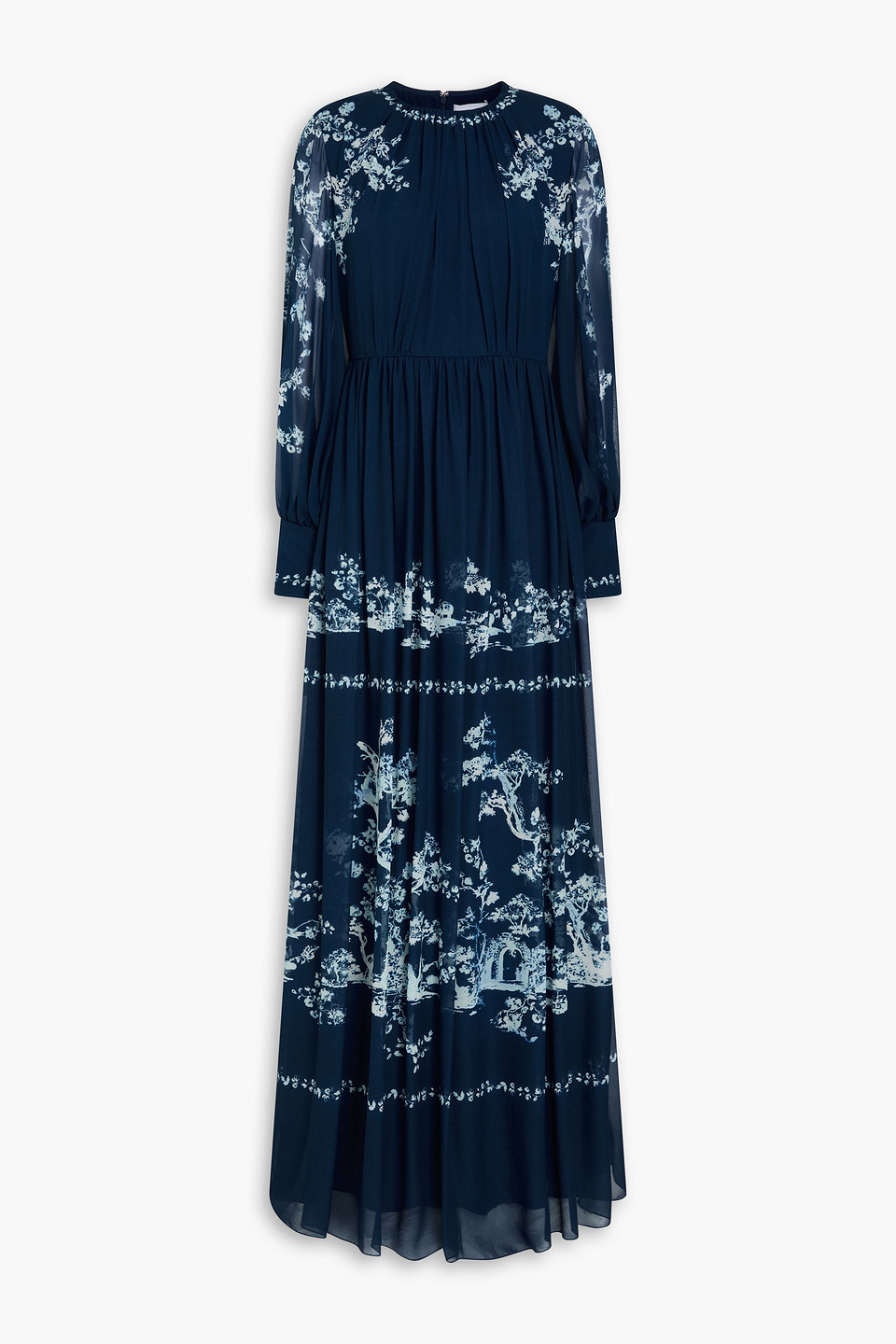 Printed silk-voile gown - Blue - UK 8