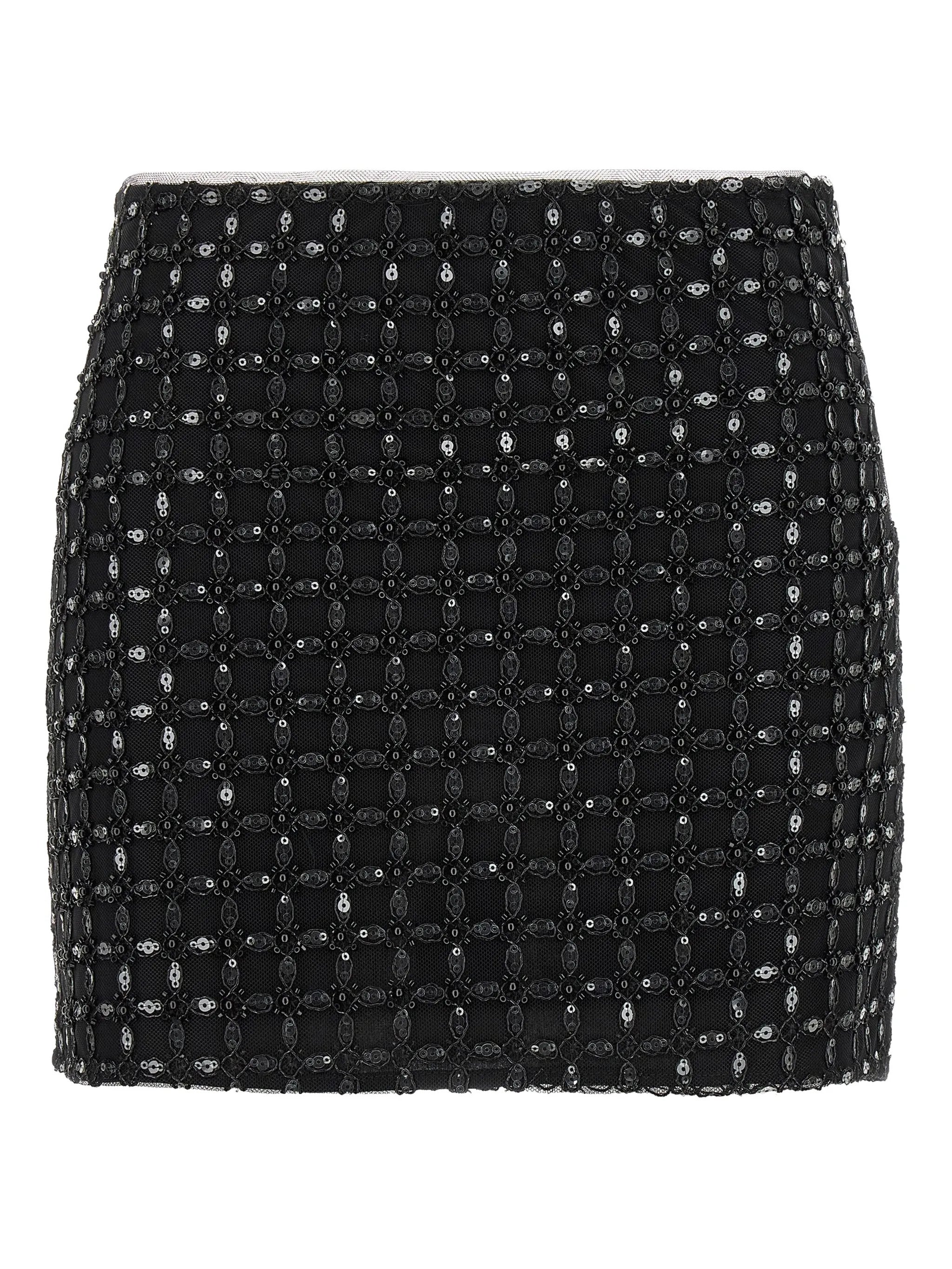 Sequin Embroidered Mini Skirt with Zip Fastening