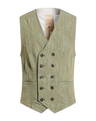 Man Tailored Vest Sage green Size 38 Cotton, Polyester, Elastane