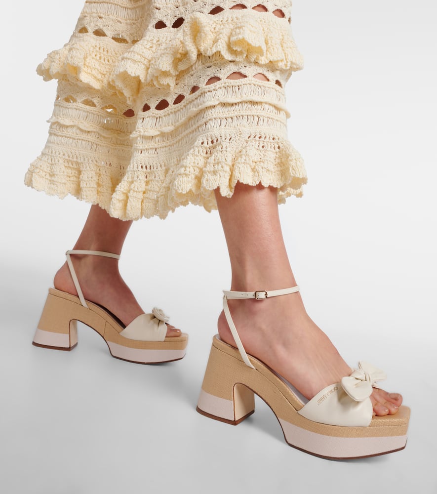Jimmy Choo Ricia leather and raffia platform sandals