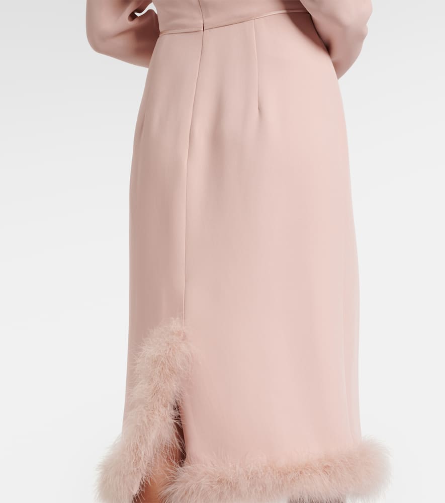 Cady Couture feather-trimmed midi dress