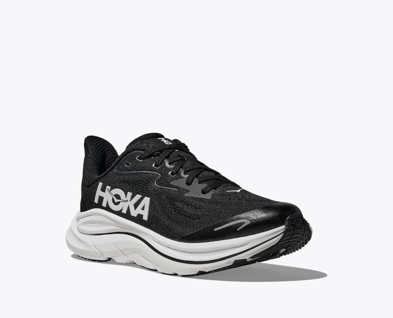 HOKA Clifton 10 Shoes in Black/White