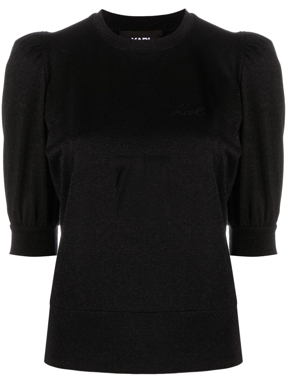 Half-sleeved lurex top - Black