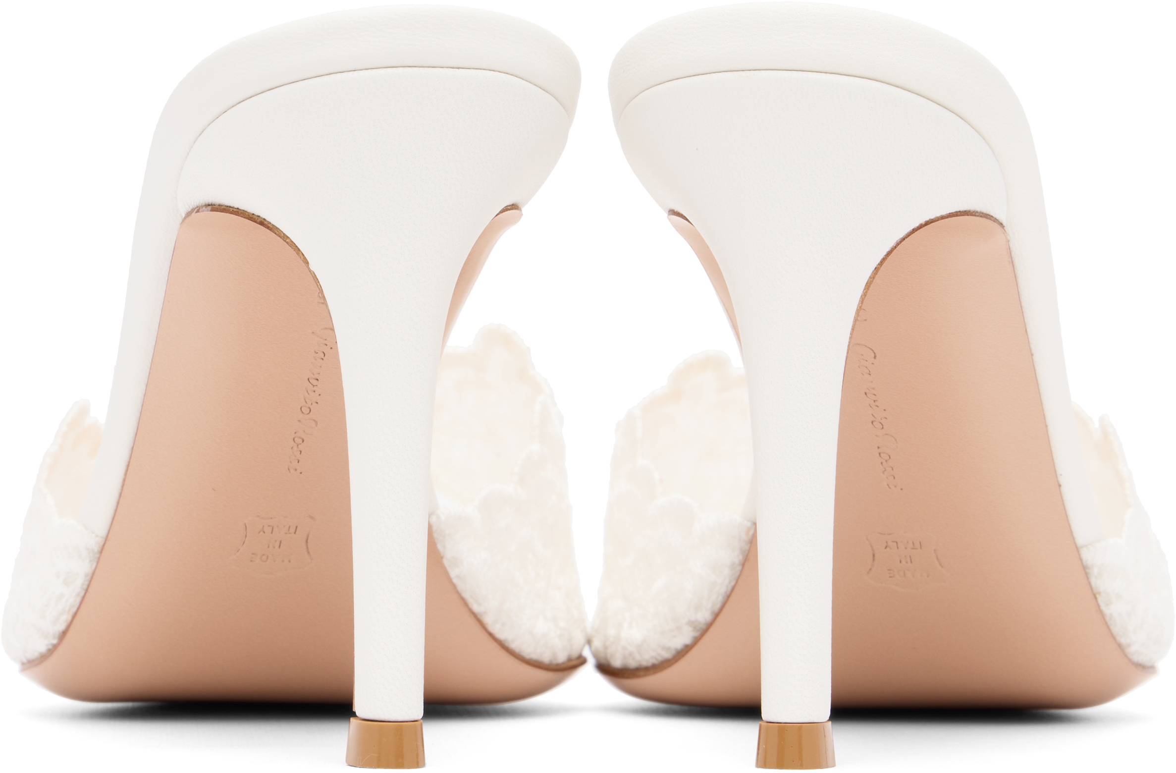 White Yvonne Mule Heeled Sandals