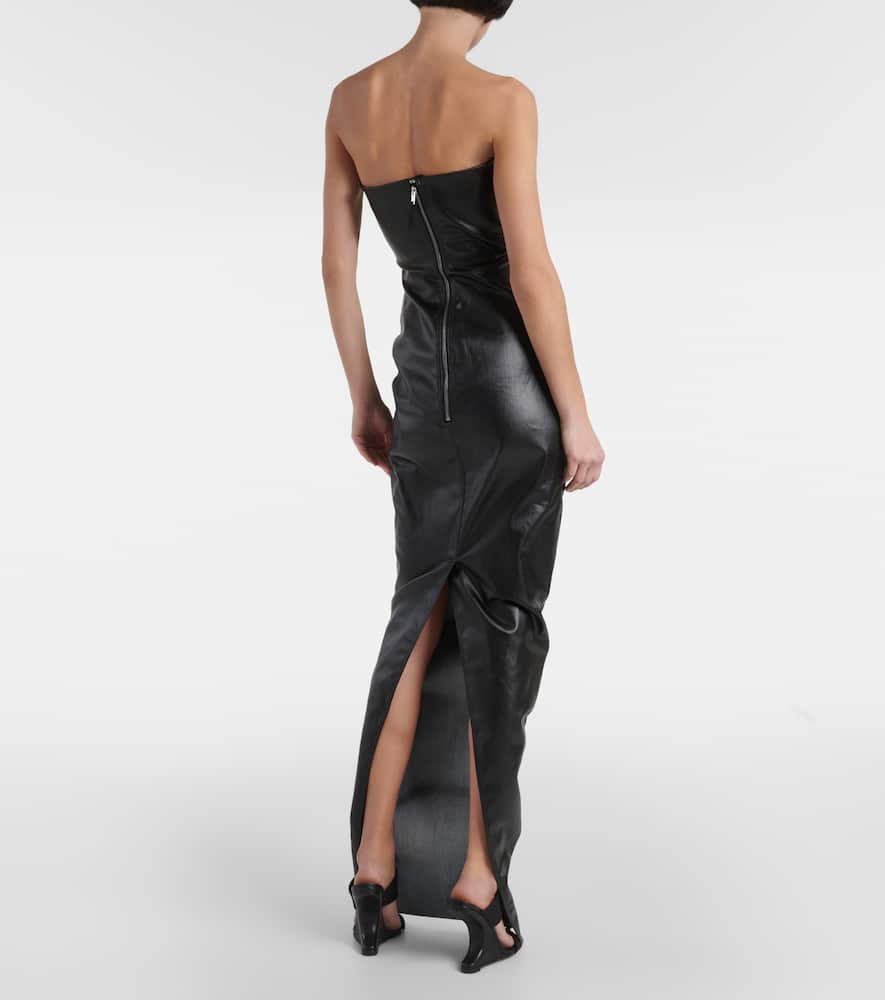 Prong cutout coated denim gown