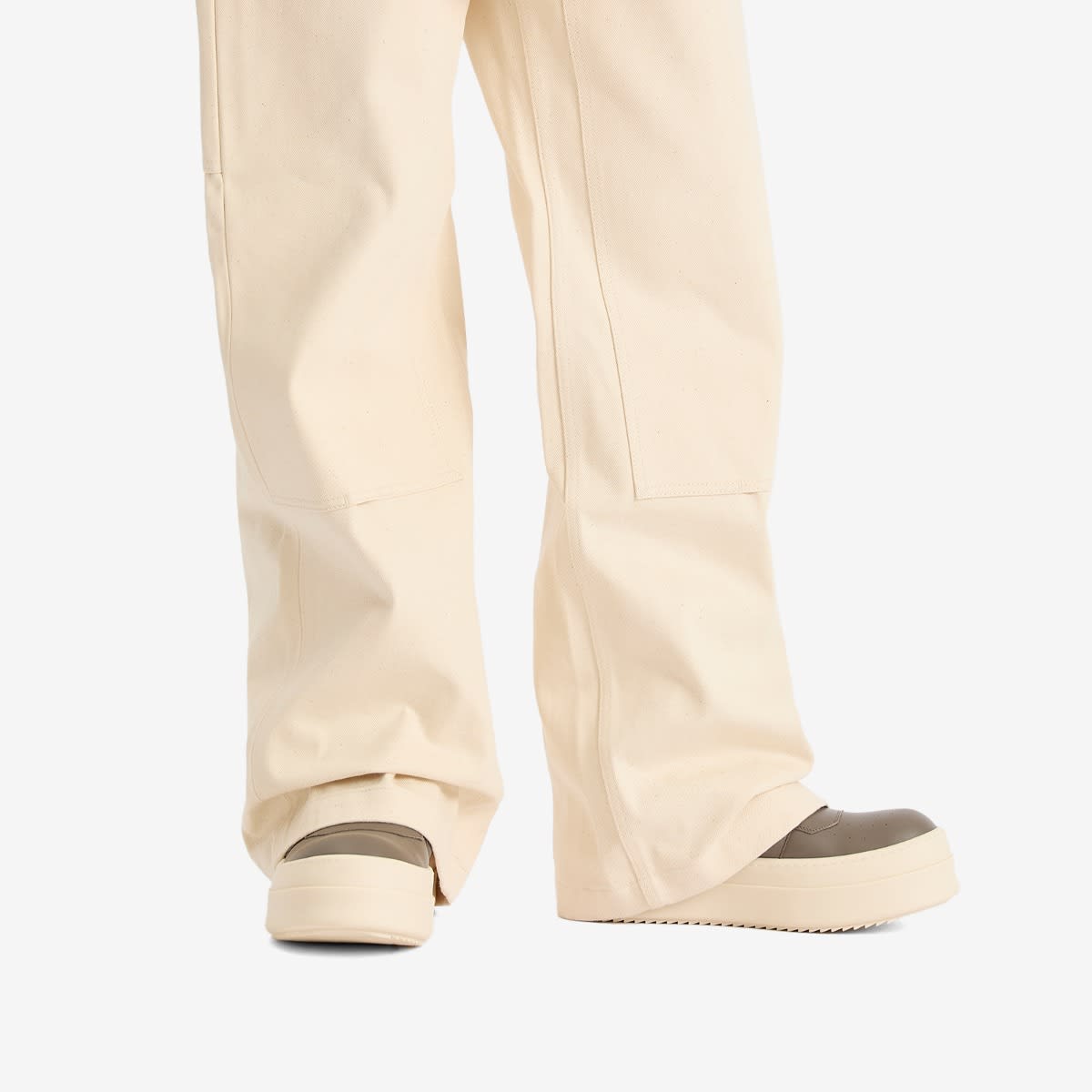 Rick Owens Men's Leather Geobasket Sneakers in Dust/Dust/Milk