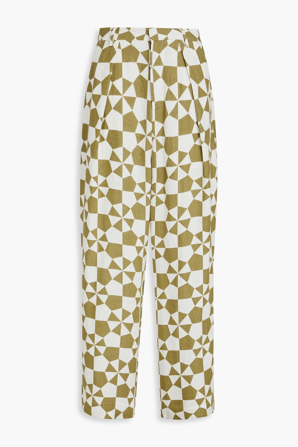 Marella printed hemp straight-leg pants