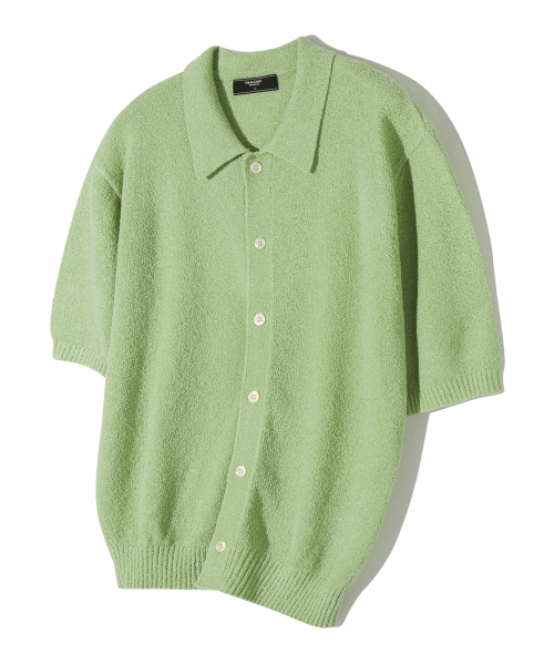 Washable boucle collar short-sleeve knit 9 colors