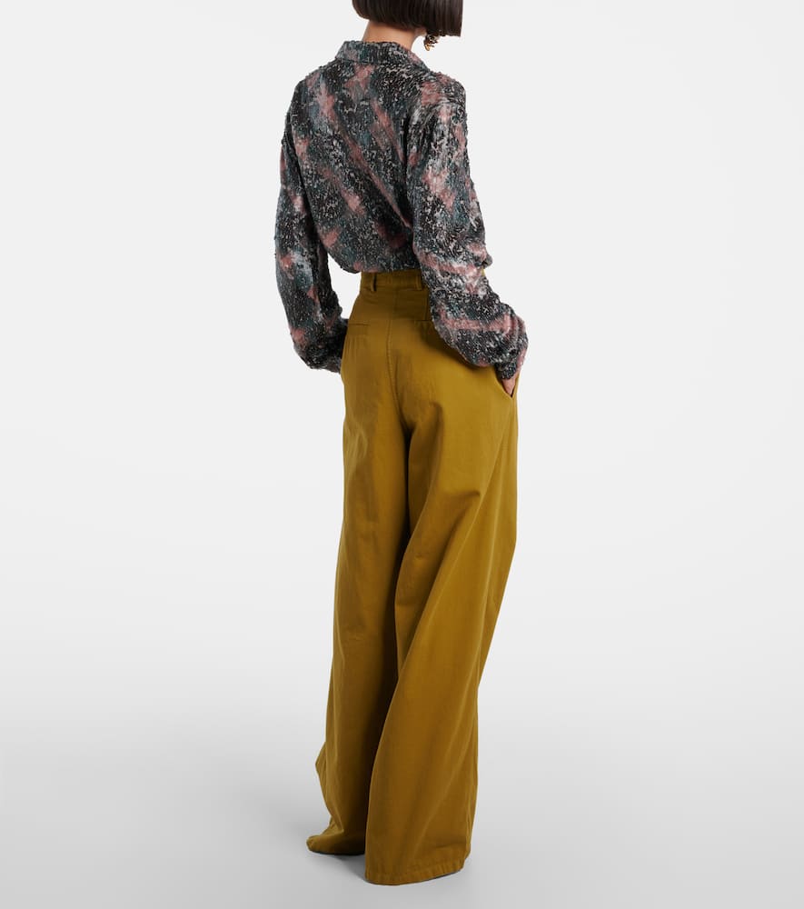 High-rise cotton wide-leg pants