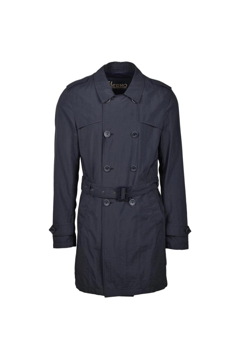 Double-Breasted Trench Coat — Navy