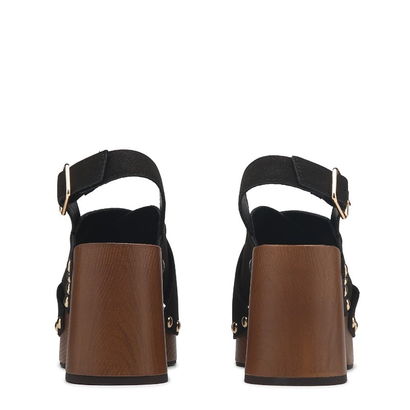 Women's Eudora Wood Bottom Sandals (Black)