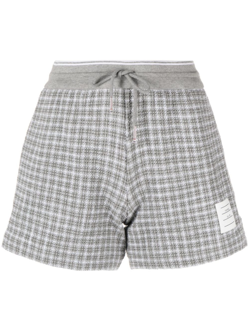 Checked Tweed Drawstring Shorts