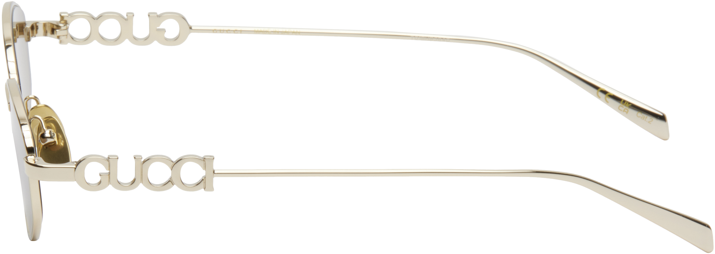 Gucci Gold Oval Frame Sunglasses