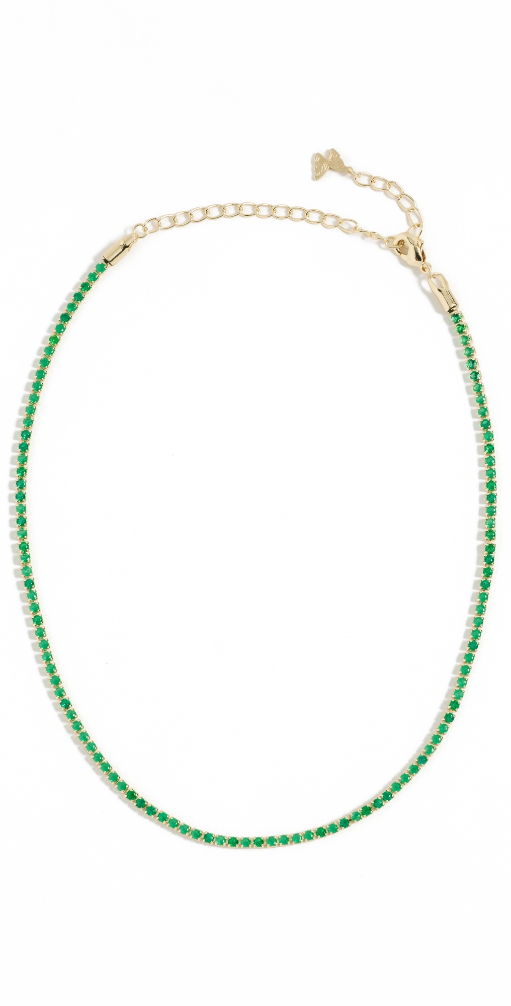 Colored CZ All Around Tennis Choker Emerald Green One Size