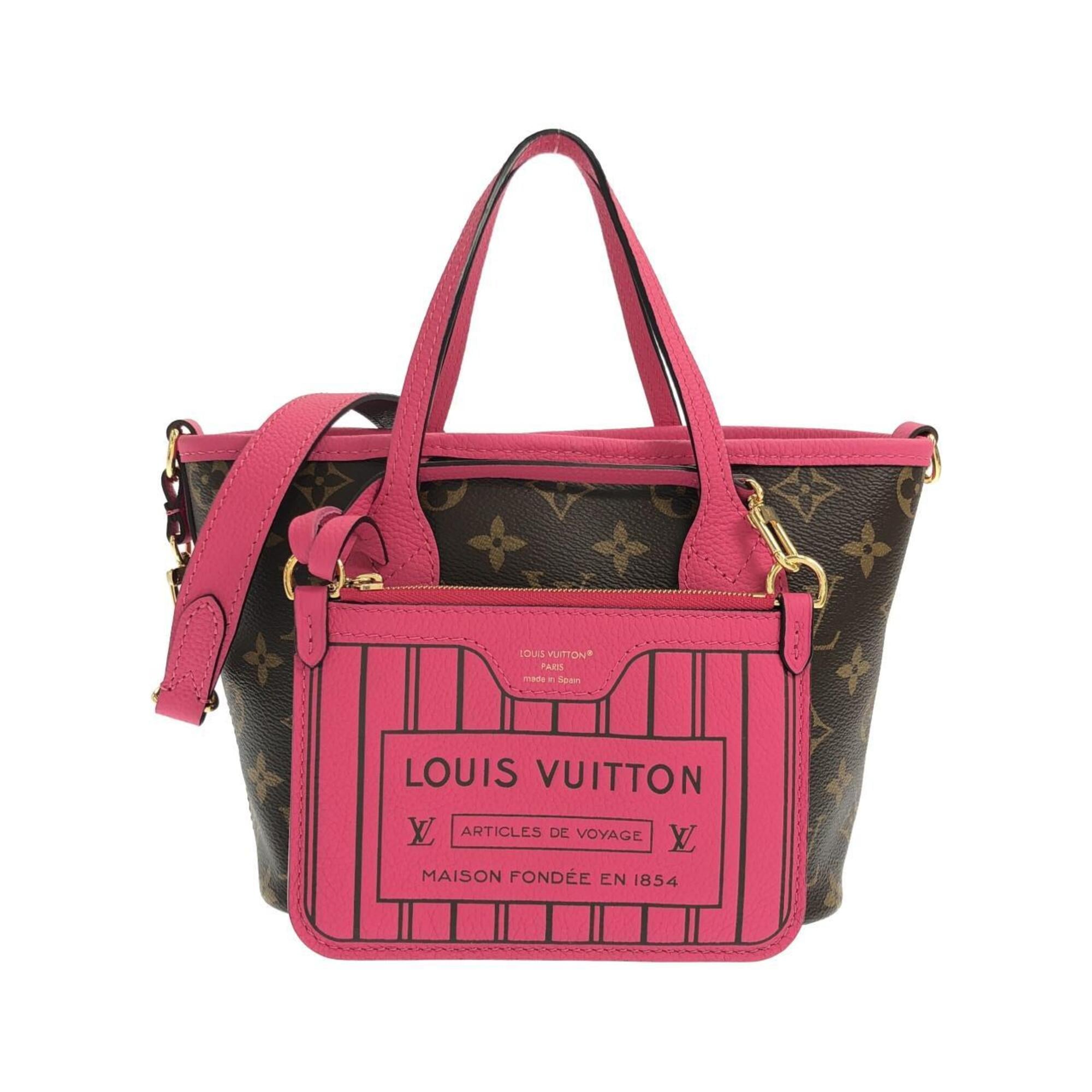 Louis Vuitton Brown Marron Leather Coated Canvas Handbag Pouch Pre-Owned
