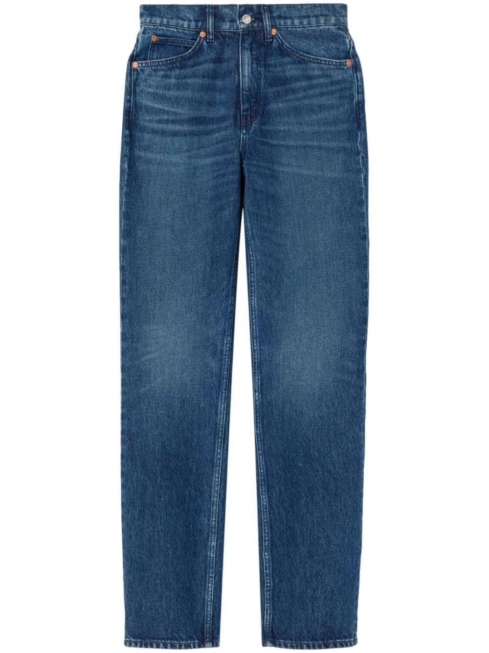High-waist straigh-leg denim trousers - Blue