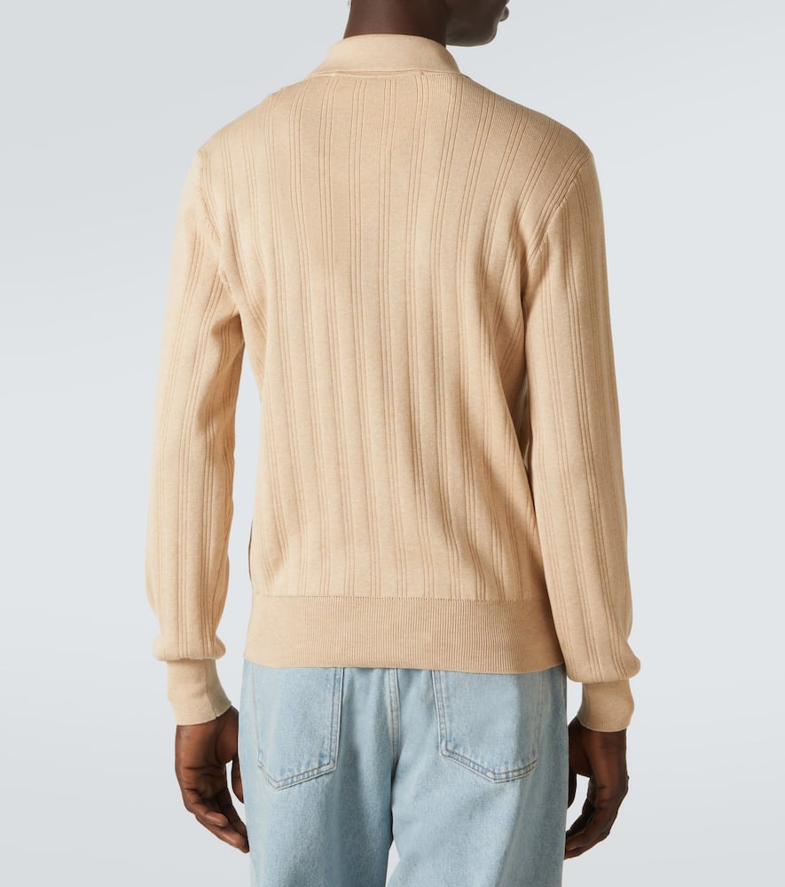 Valentino Ribbed-knit cotton polo sweater